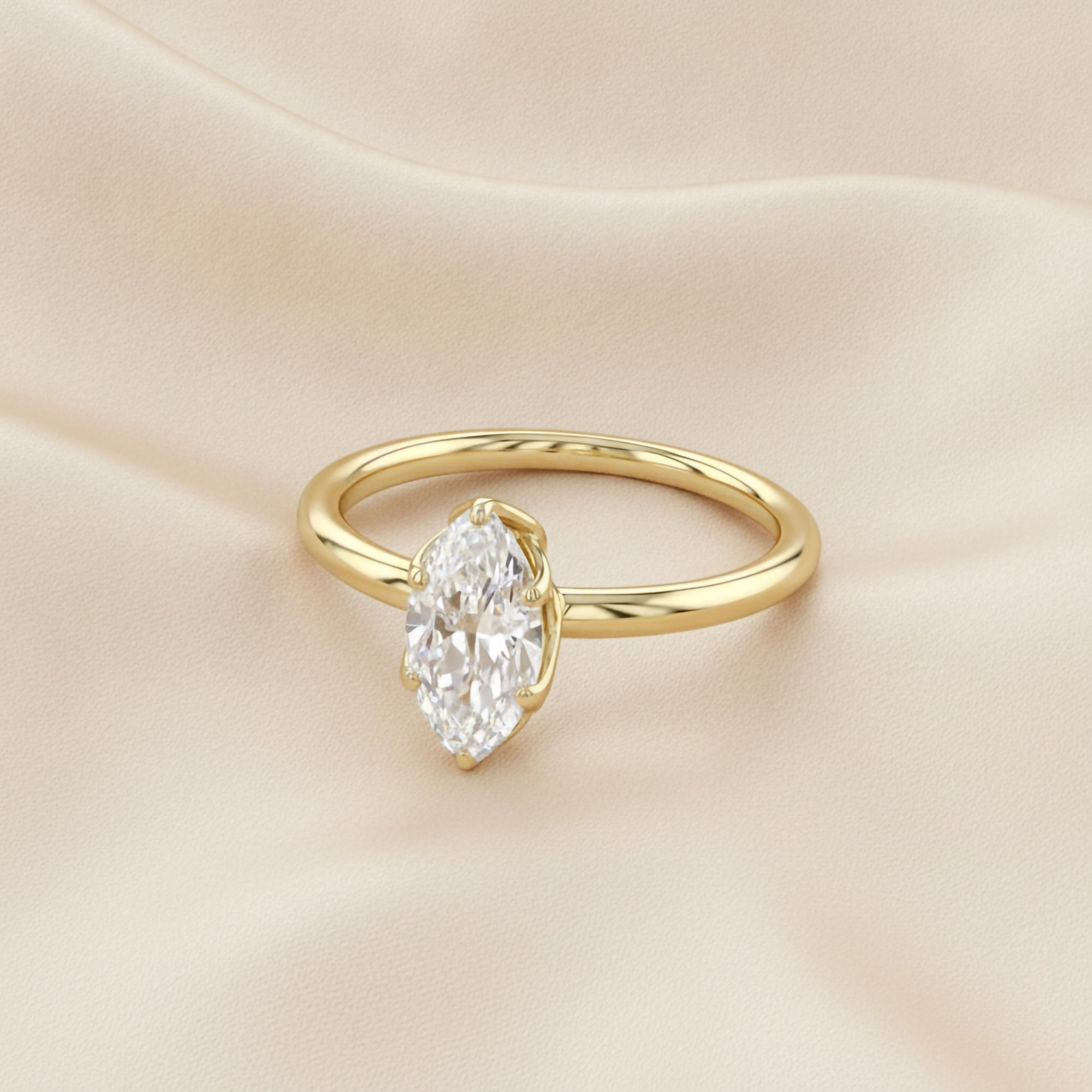 6 Prong Marquise Solitaire Lab Grown Diamond Engagement Ring