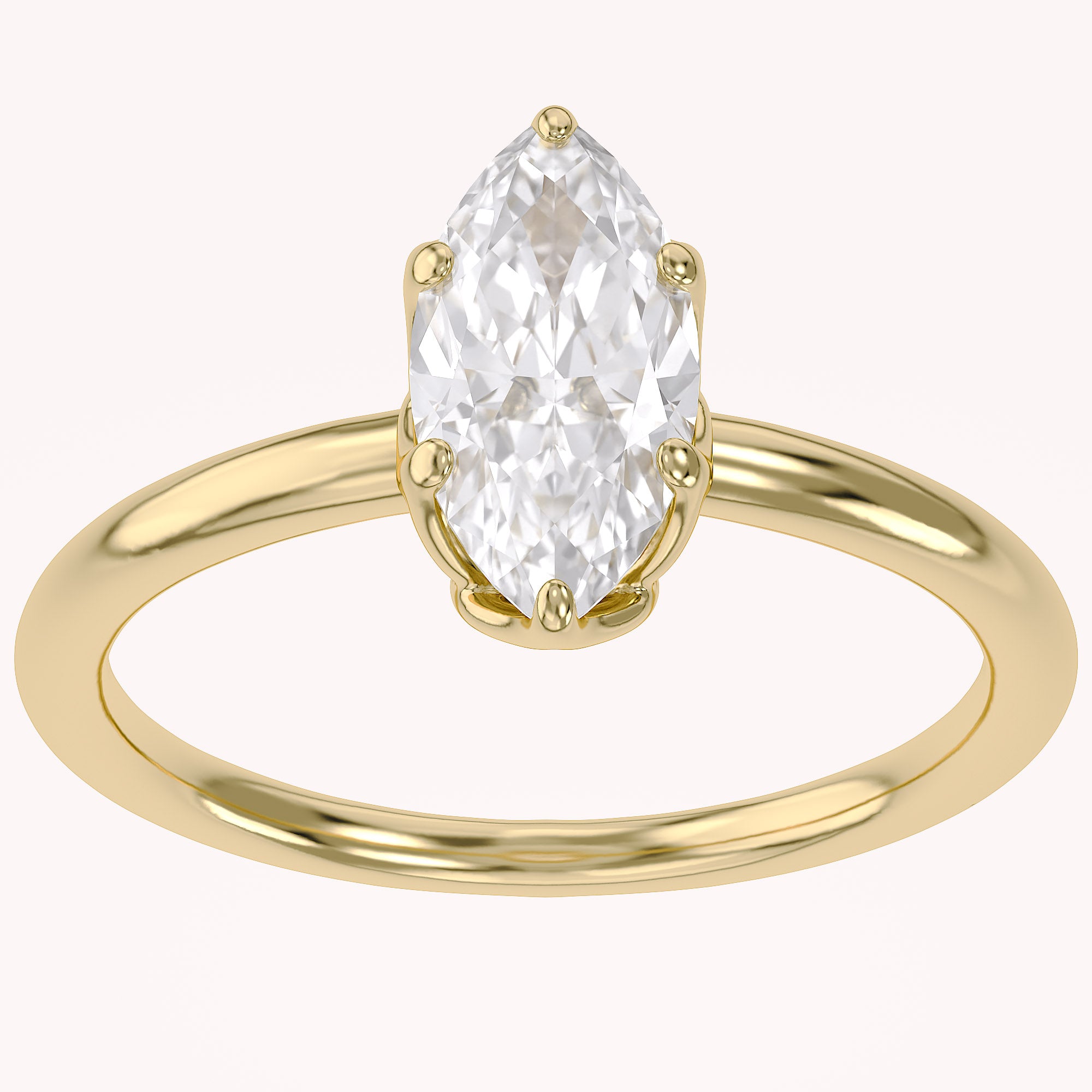 6 Prong Marquise Solitaire Lab Grown Diamond Engagement Ring