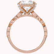 Princess Hidden Halo Solitare Lab Grown Diamond Beaded Engagement Ring