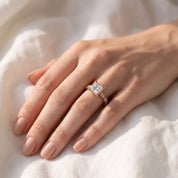 Princess Hidden Halo Solitare Lab Grown Diamond Beaded Engagement Ring