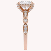 Princess Hidden Halo Solitare Lab Grown Diamond Beaded Engagement Ring