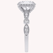 Princess Hidden Halo Solitare Lab Grown Diamond Beaded Engagement Ring