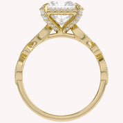 Princess Hidden Halo Solitare Lab Grown Diamond Beaded Engagement Ring