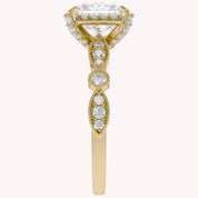 Princess Hidden Halo Solitare Lab Grown Diamond Beaded Engagement Ring