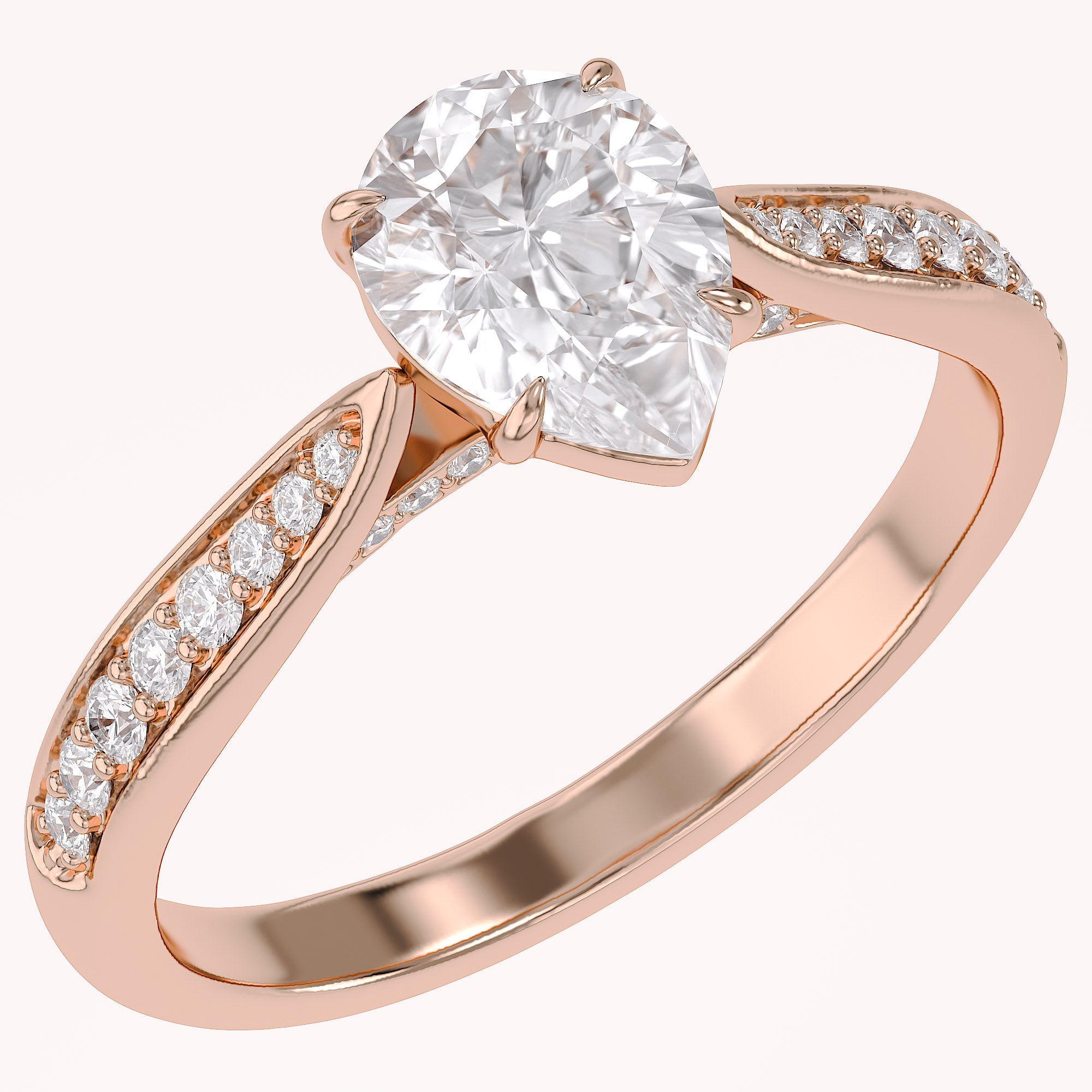 4 Prong Pear Cut Solitaire Engagement Lab Grown Diamond Ring