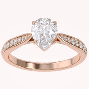 4 Prong Pear Cut Solitaire Engagement Lab Grown Diamond Ring
