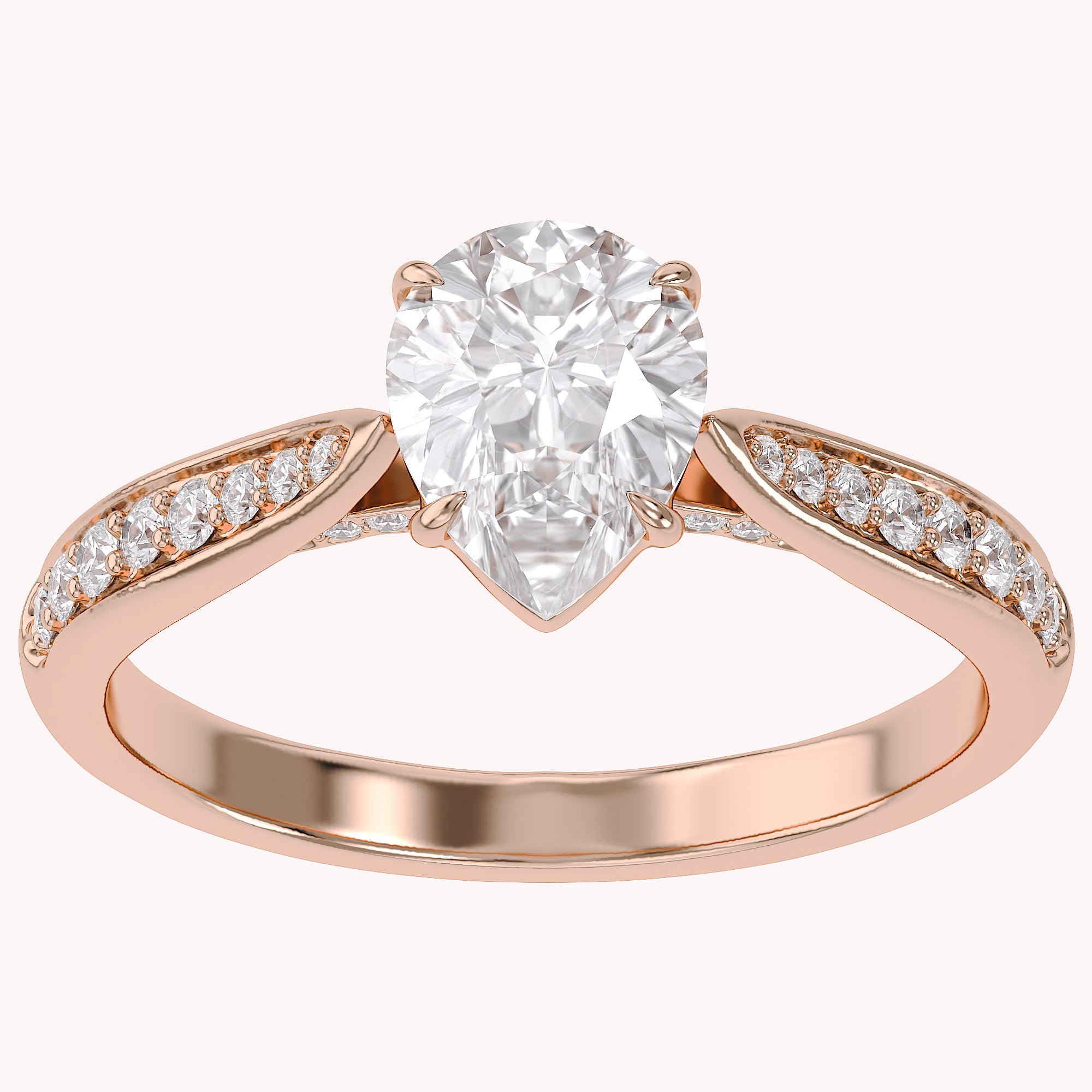 4 Prong Pear Cut Solitaire Engagement Lab Grown Diamond Ring