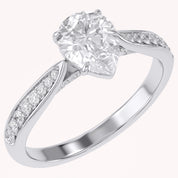 4 Prong Pear Cut Solitaire Engagement Lab Grown Diamond Ring