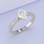 4 Prong Pear Cut Solitaire Engagement Lab Grown Diamond Ring