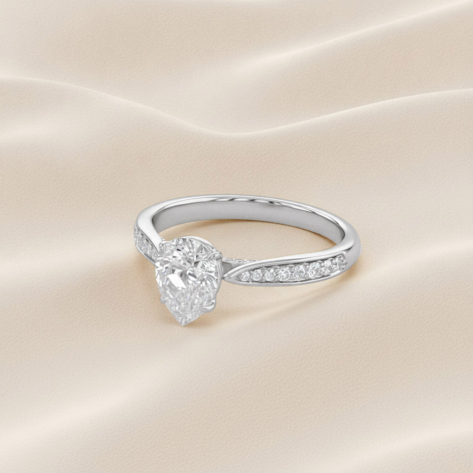 4 Prong Pear Cut Solitaire Engagement Lab Grown Diamond Ring