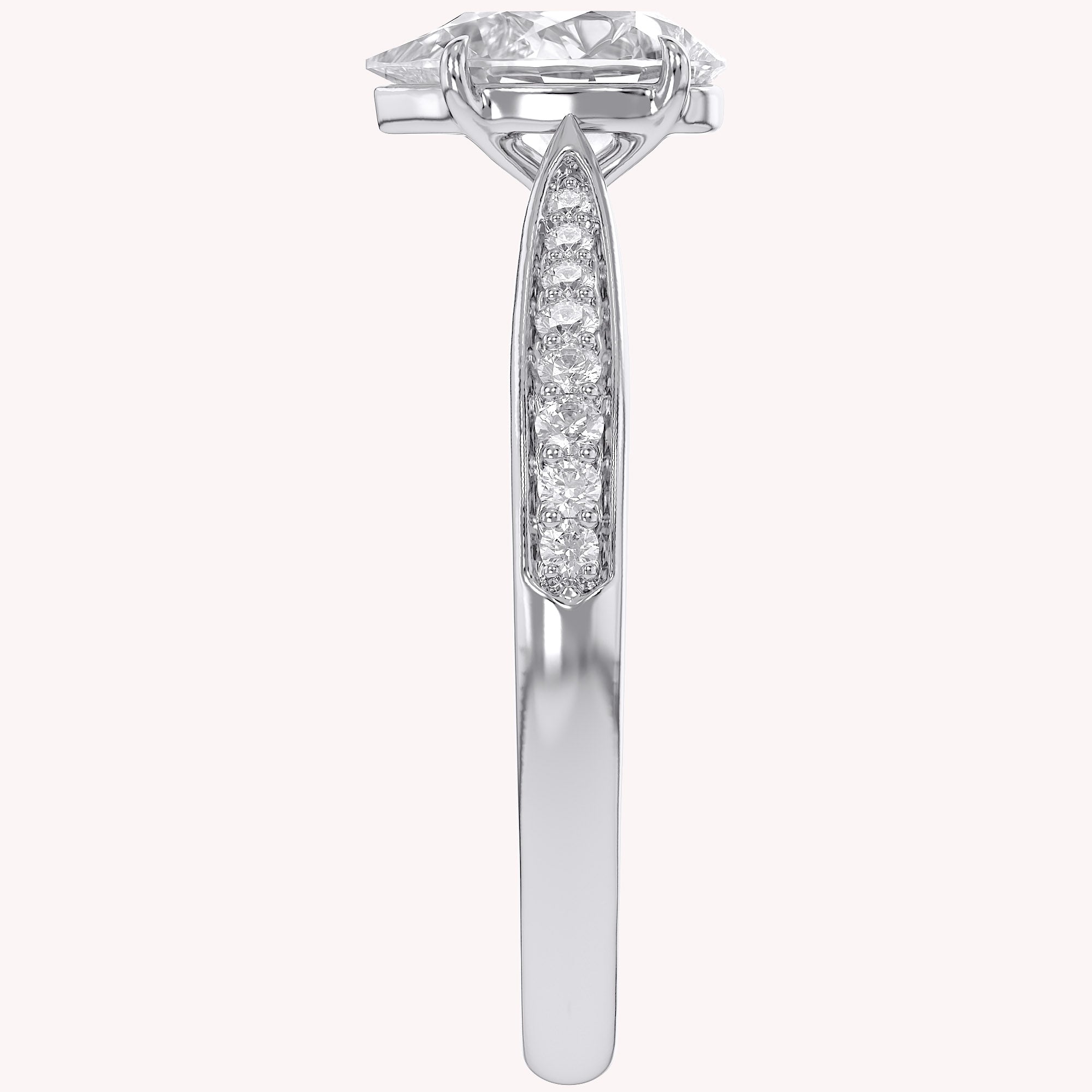 4 Prong Pear Cut Solitaire Engagement Lab Grown Diamond Ring