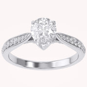 4 Prong Pear Cut Solitaire Engagement Lab Grown Diamond Ring