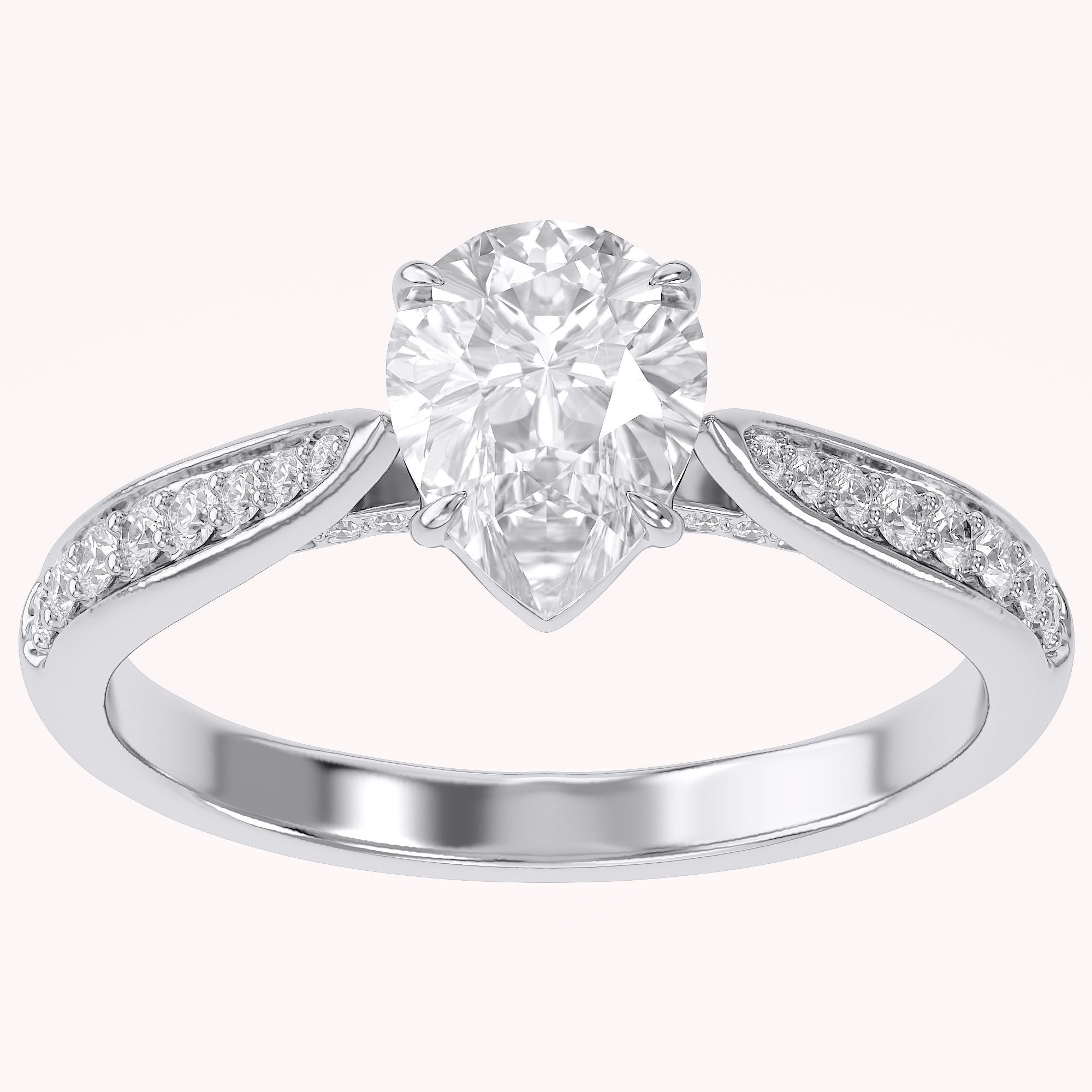 4 Prong Pear Cut Solitaire Engagement Lab Grown Diamond Ring