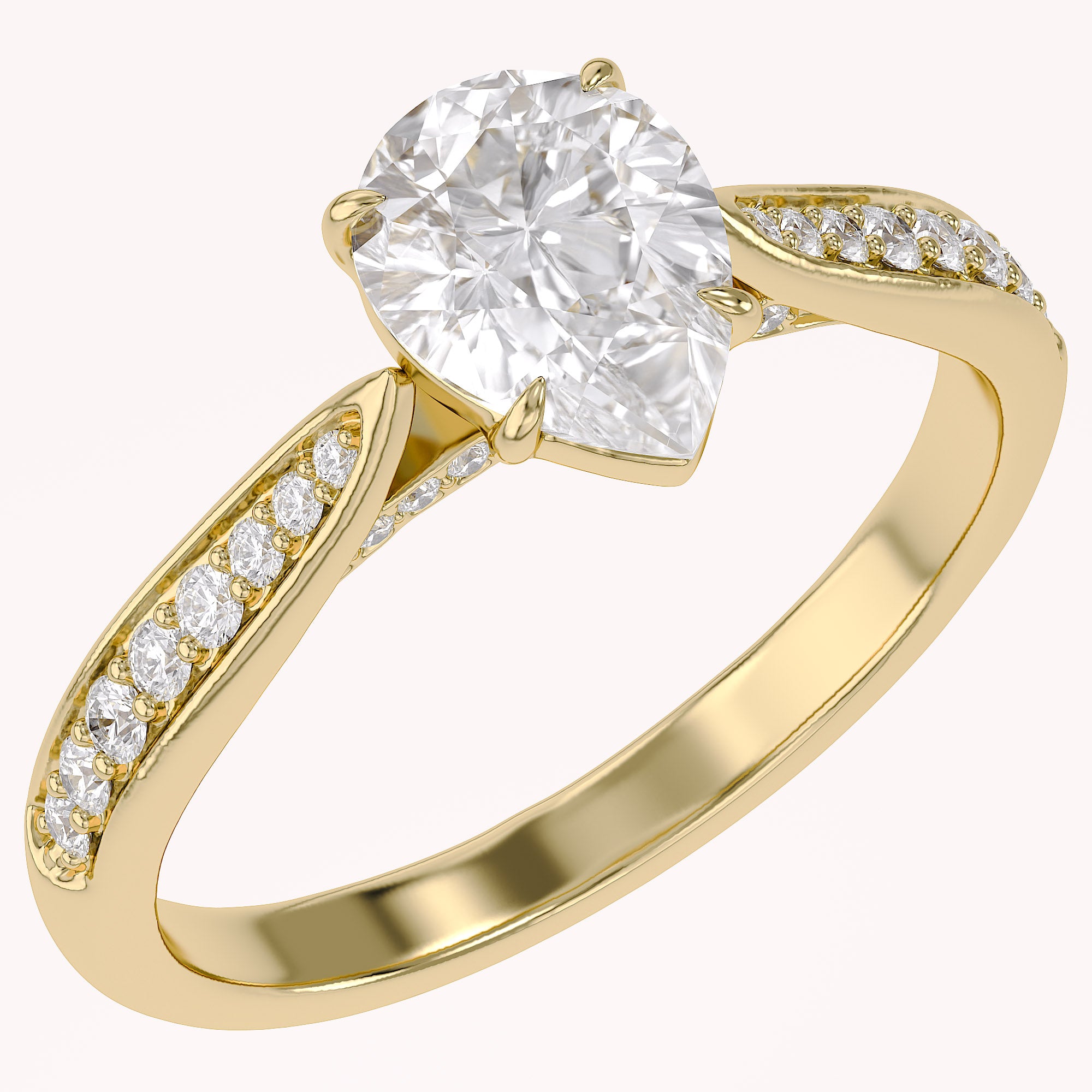 4 Prong Pear Cut Solitaire Engagement Lab Grown Diamond Ring