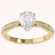 4 Prong Pear Cut Solitaire Engagement Lab Grown Diamond Ring