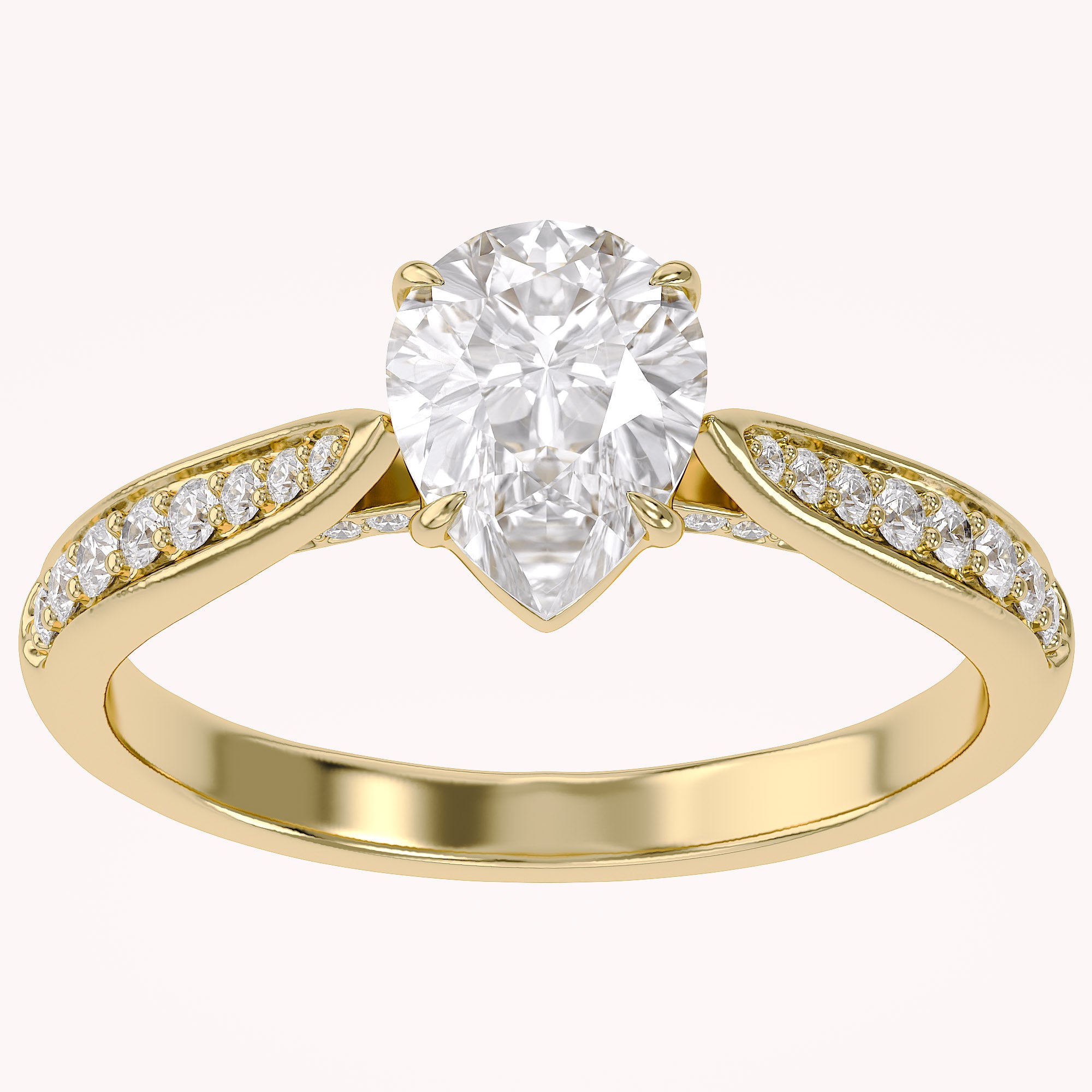 4 Prong Pear Cut Solitaire Engagement Lab Grown Diamond Ring