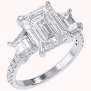 3 Stone Hidden Halo Lab Grown Diamond Engagement Ring