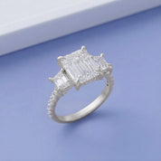 3 Stone Hidden Halo Lab Grown Diamond Engagement Ring