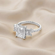 3 Stone Hidden Halo Lab Grown Diamond Engagement Ring