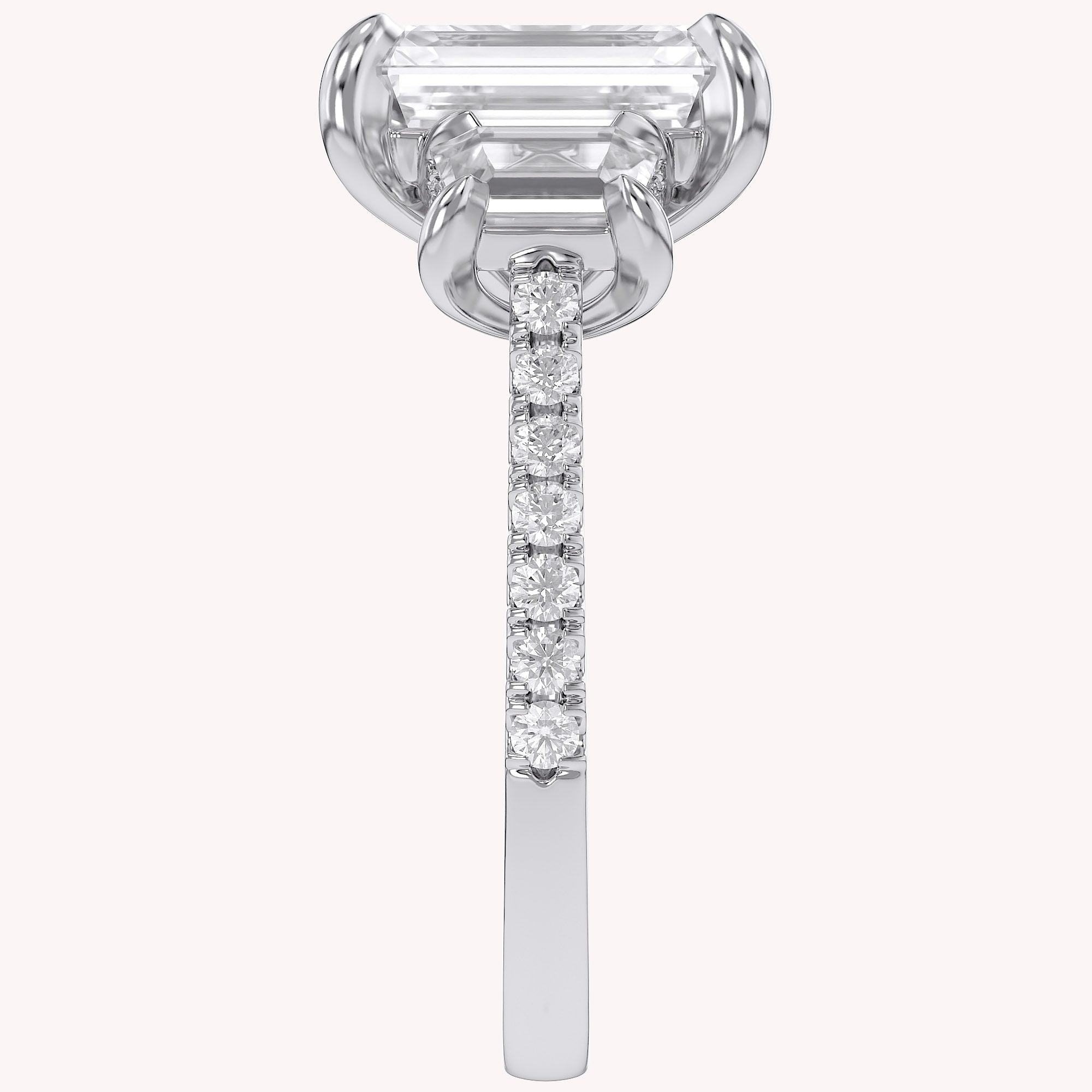 3 Stone Hidden Halo Lab Grown Diamond Engagement Ring