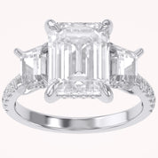 3 Stone Hidden Halo Lab Grown Diamond Engagement Ring