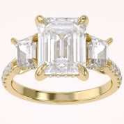 3 Stone Hidden Halo Lab Grown Diamond Engagement Ring