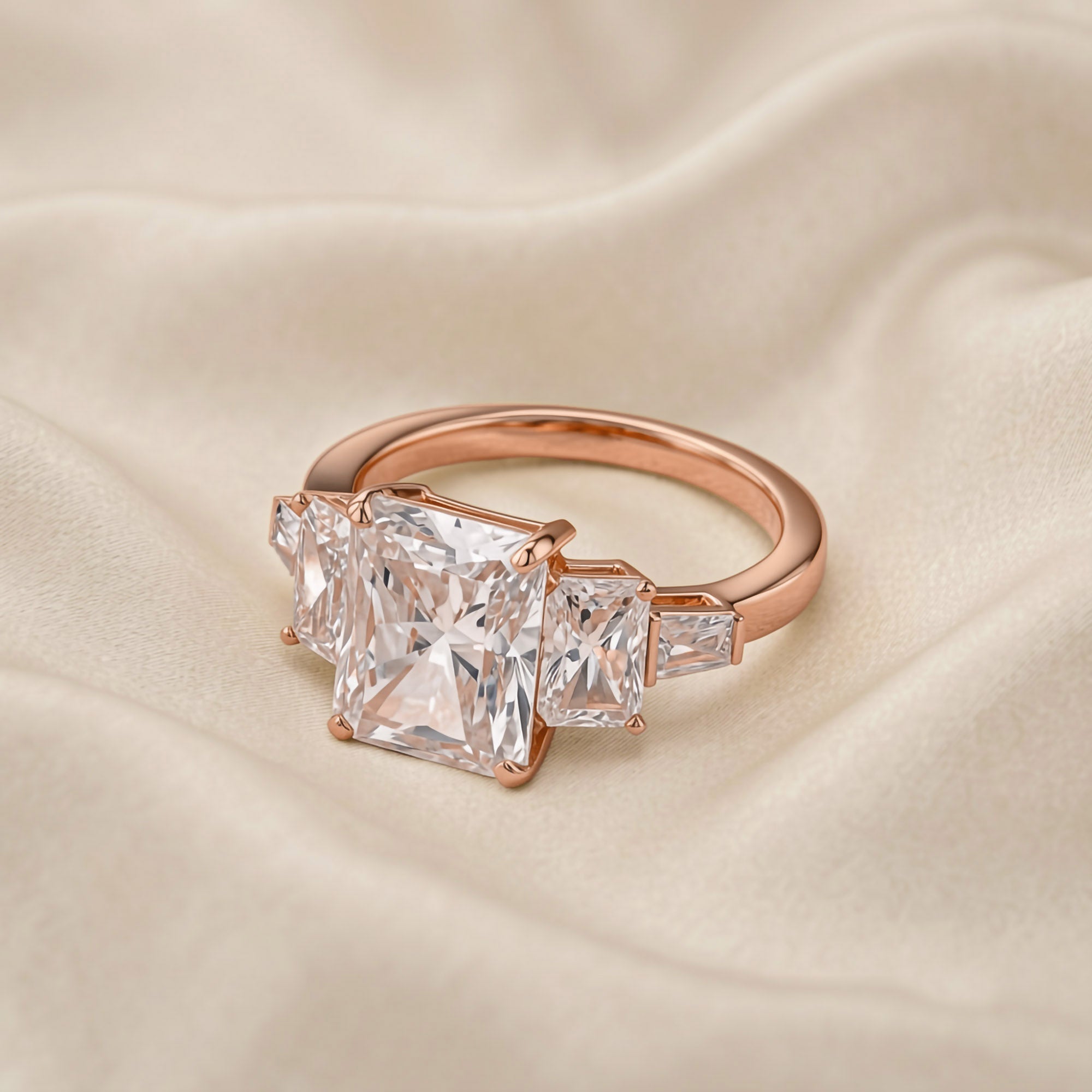 Esmarie Five Stone Radiant Cut Lab Grown Diamond Engagement Ring