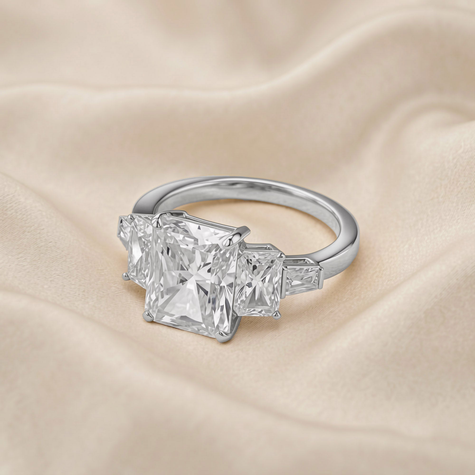 Esmarie Five Stone Radiant Cut Lab Grown Diamond Engagement Ring