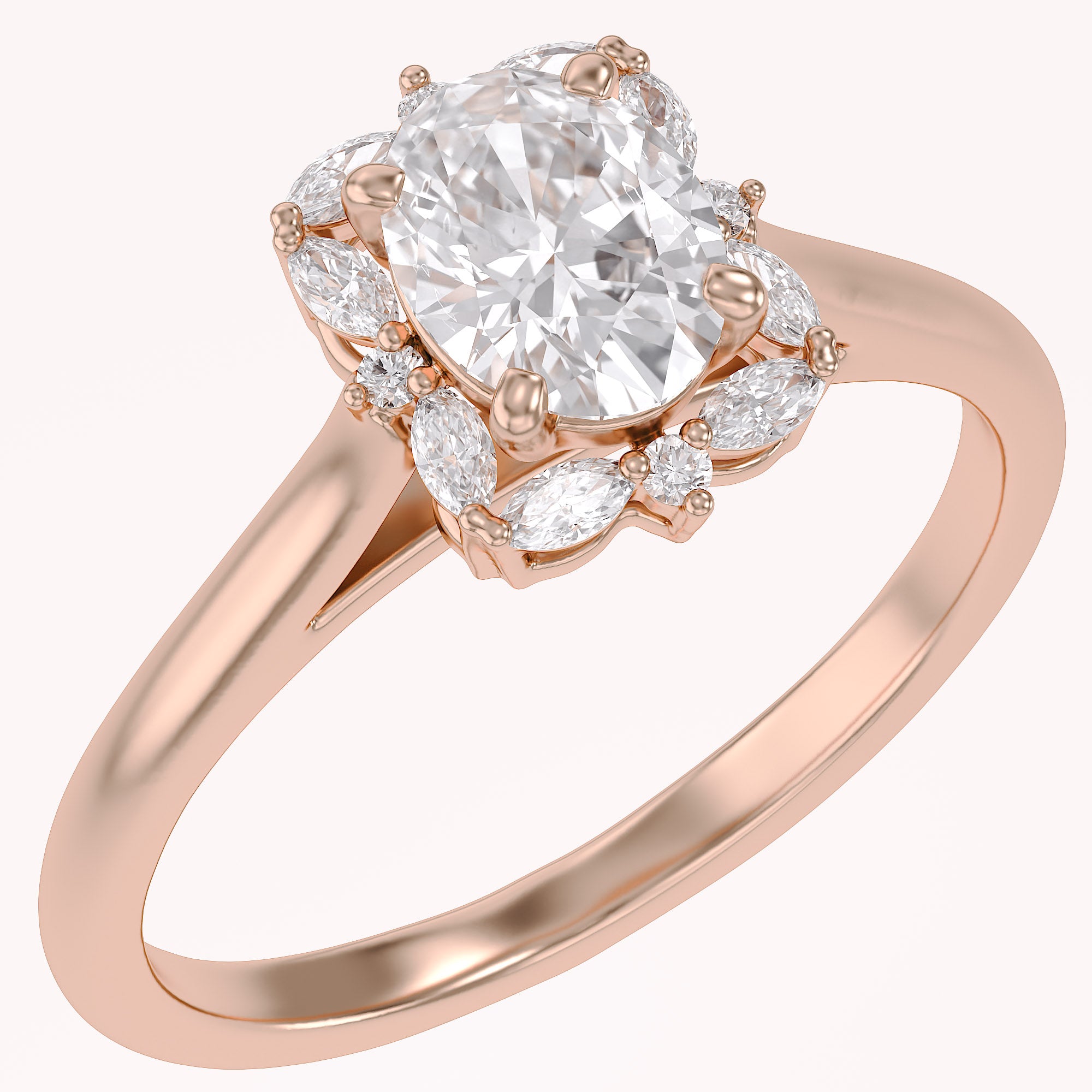 Leya Vantage Halo Oval Cut Lab Grown Diamond Engagement Ring