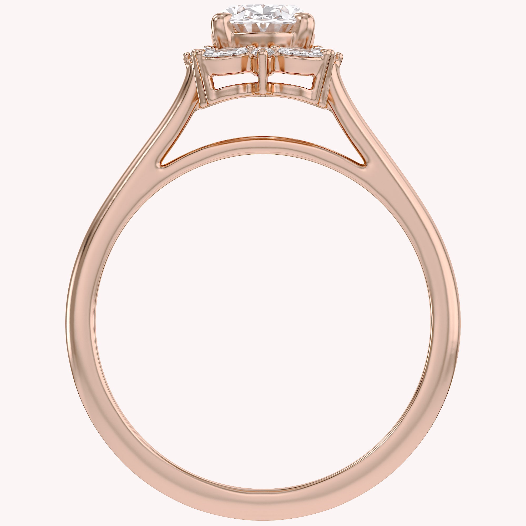 Leya Vantage Halo Oval Cut Lab Grown Diamond Engagement Ring