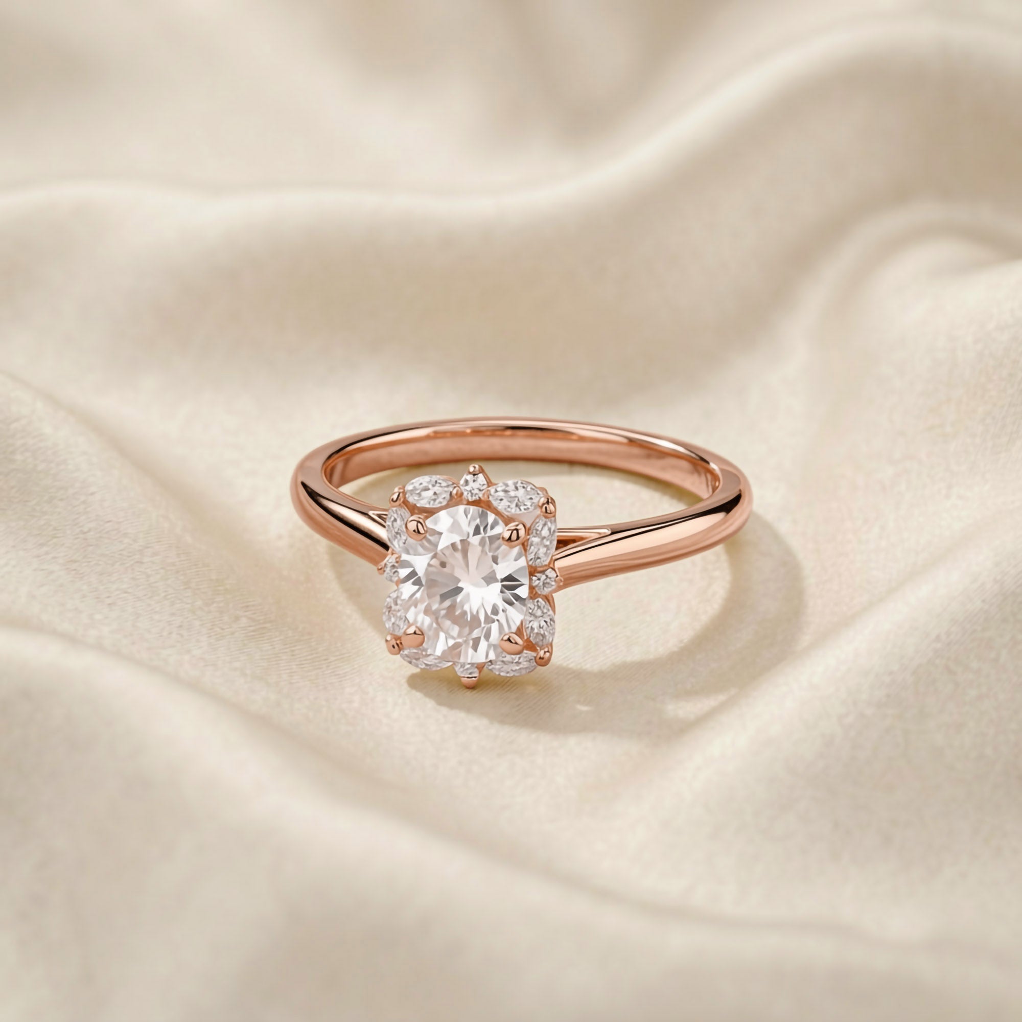 Leya Vantage Halo Oval Cut Lab Grown Diamond Engagement Ring