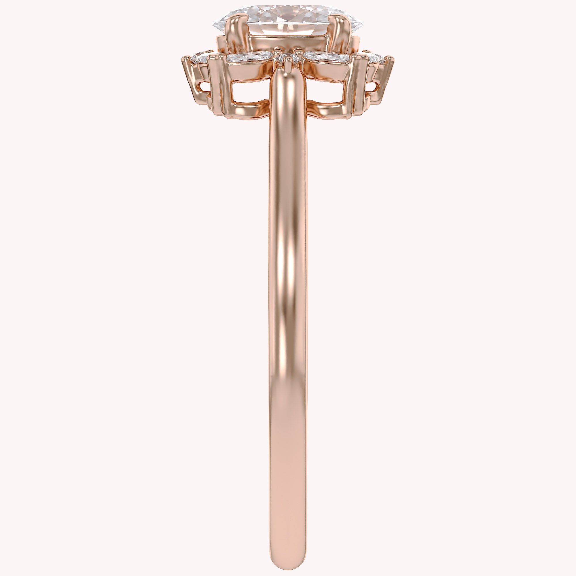 Leya Vantage Halo Oval Cut Lab Grown Diamond Engagement Ring
