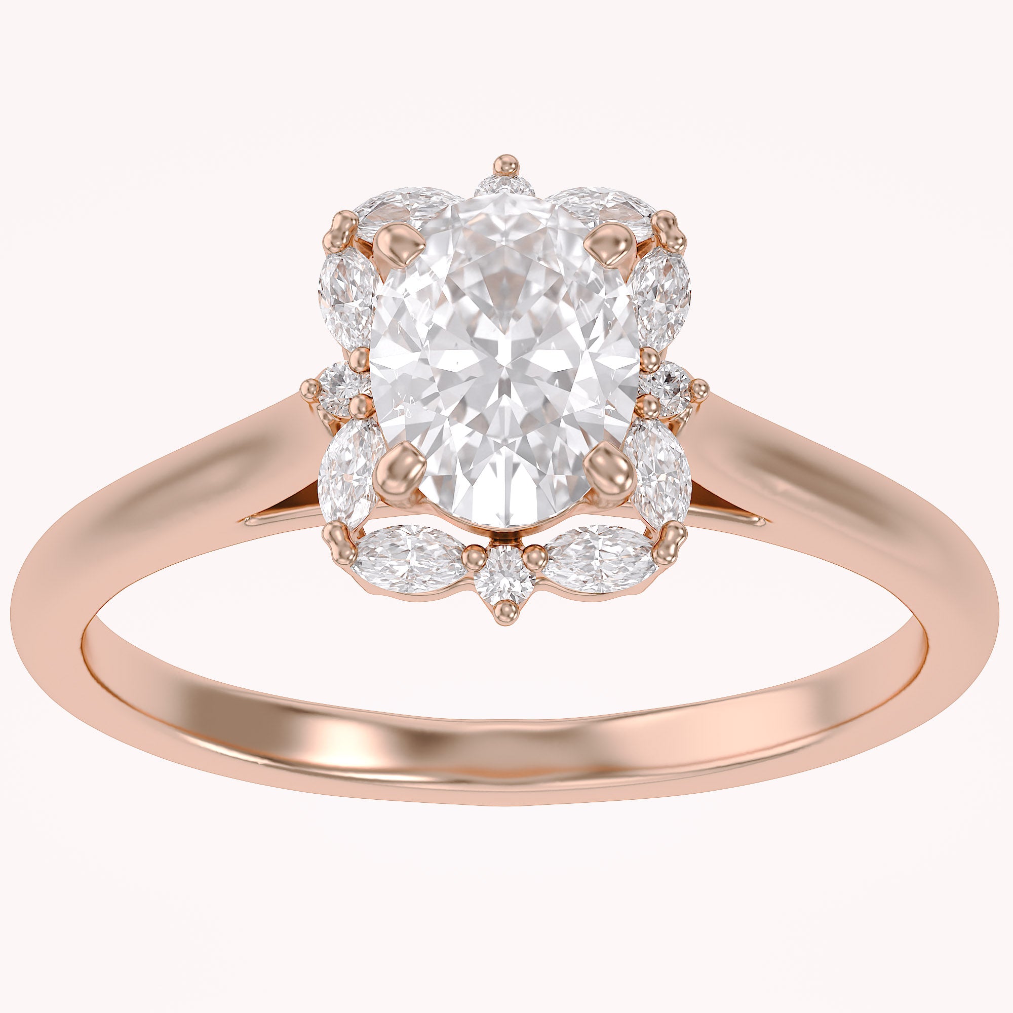 Leya Vantage Halo Oval Cut Lab Grown Diamond Engagement Ring