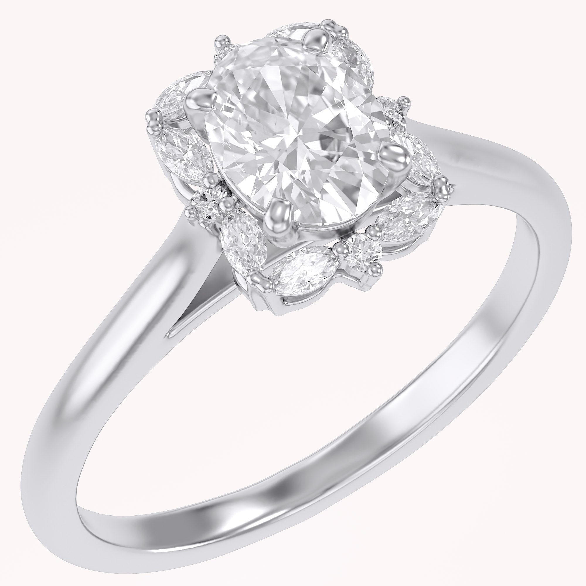 Leya Vantage Halo Oval Cut Lab Grown Diamond Engagement Ring