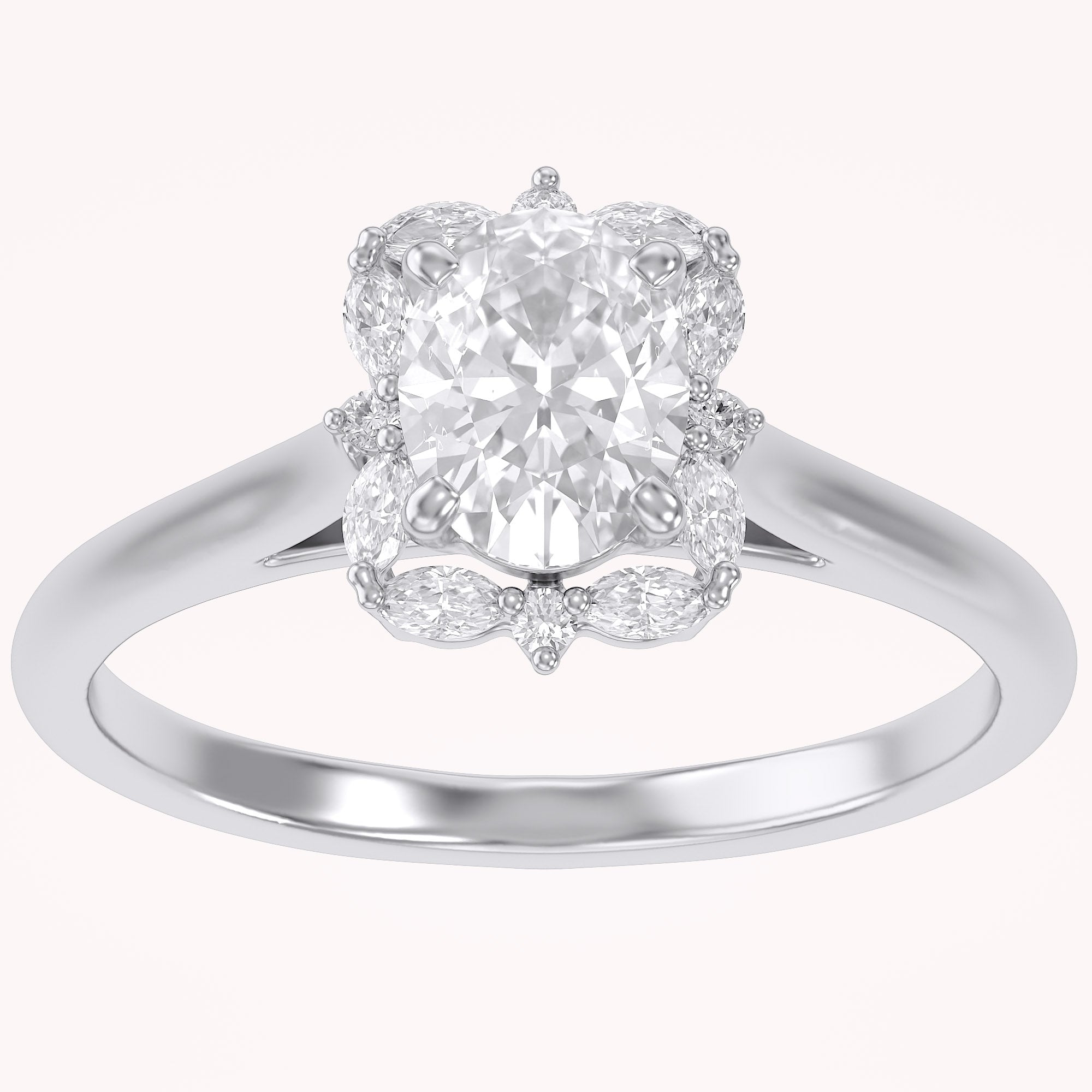 Leya Vantage Halo Oval Cut Lab Grown Diamond Engagement Ring