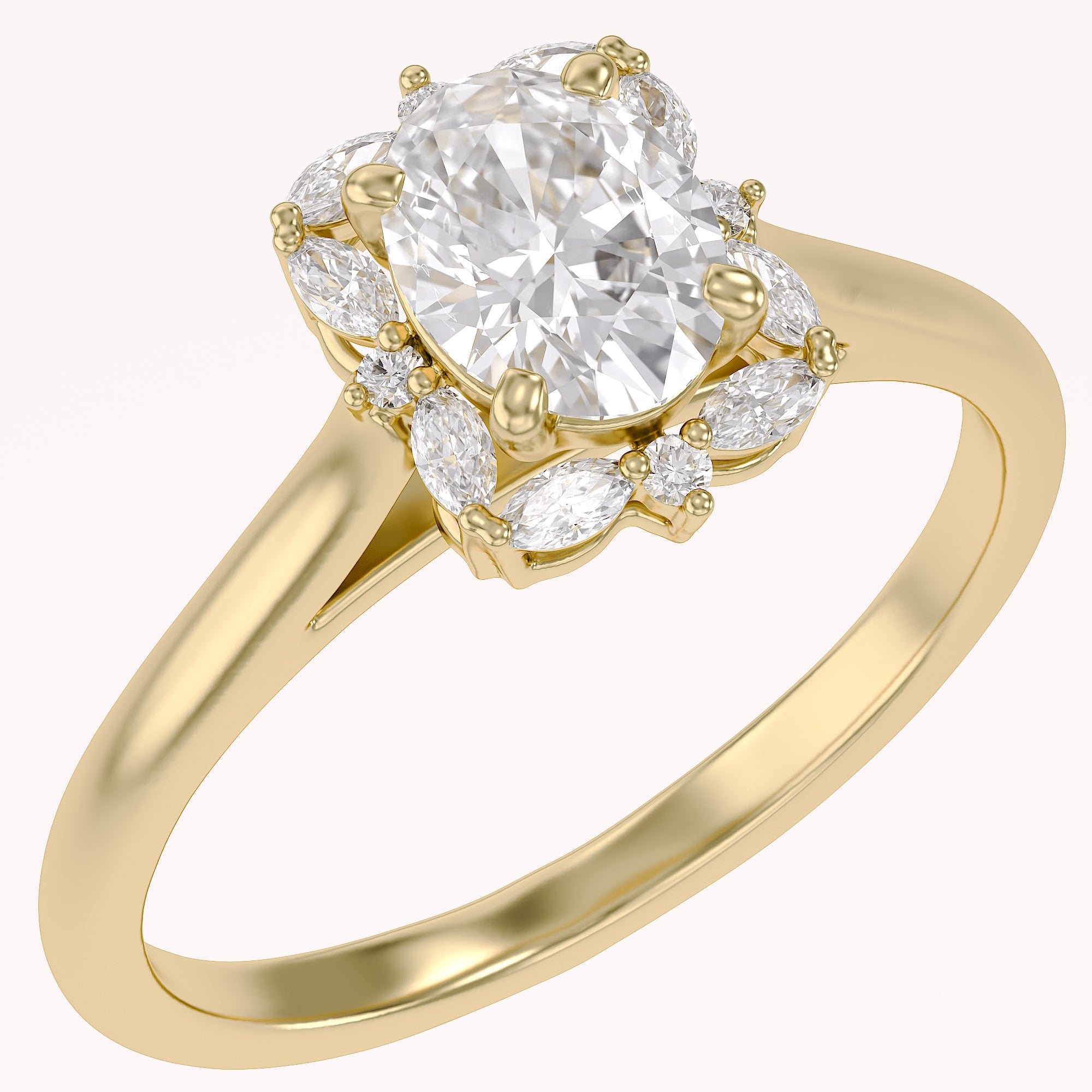 Leya Vantage Halo Oval Cut Lab Grown Diamond Engagement Ring