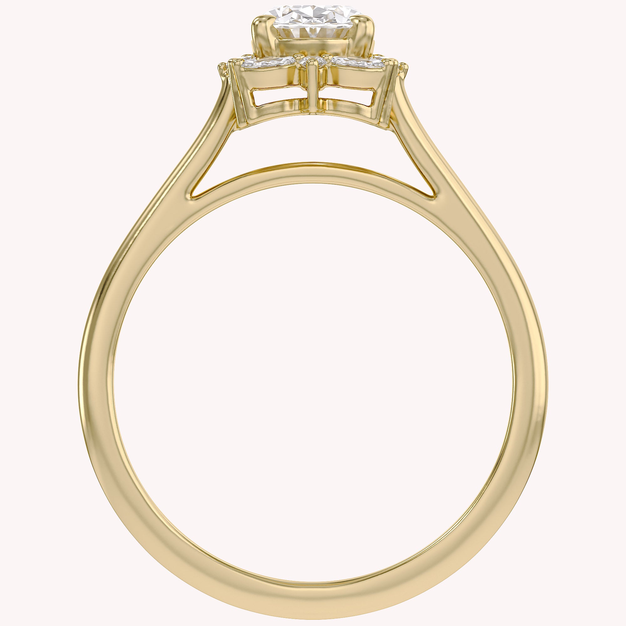 Leya Vantage Halo Oval Cut Lab Grown Diamond Engagement Ring