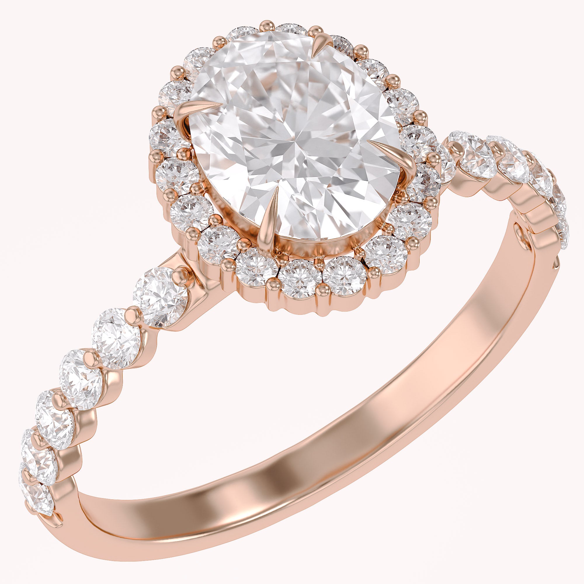 Eris Half Eternity Oval Cut Lab Grown Diamond Engagement Ring
