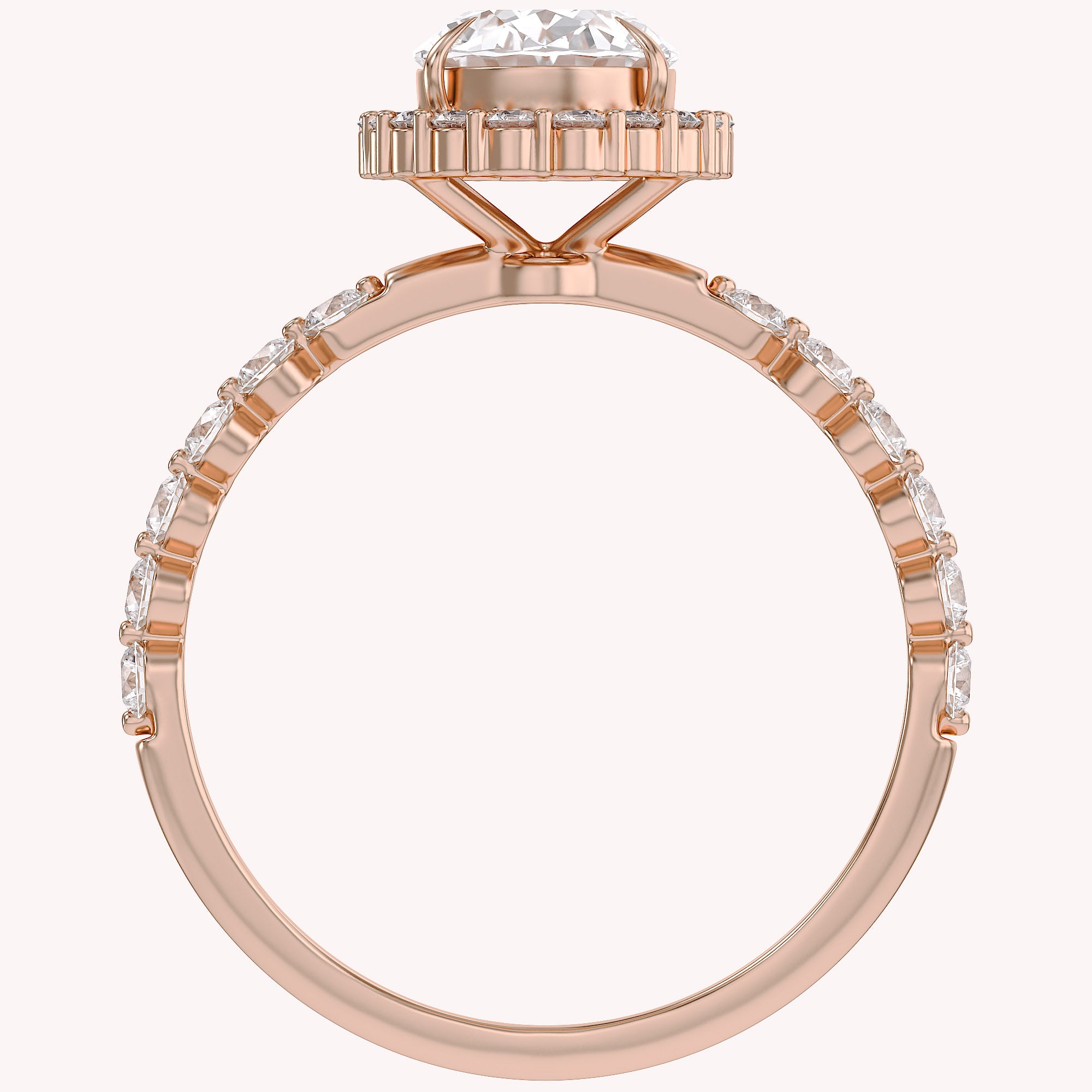 Eris Half Eternity Oval Cut Lab Grown Diamond Engagement Ring