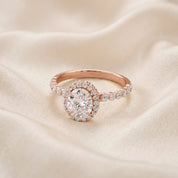 Eris Half Eternity Oval Cut Lab Grown Diamond Engagement Ring