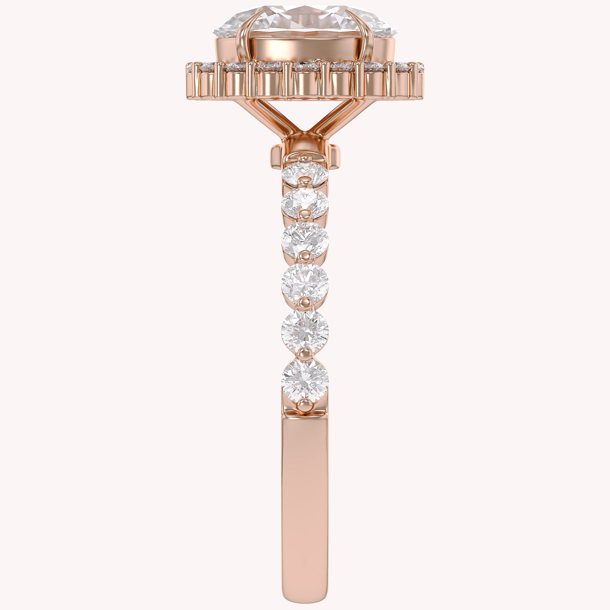 Eris Half Eternity Oval Cut Lab Grown Diamond Engagement Ring