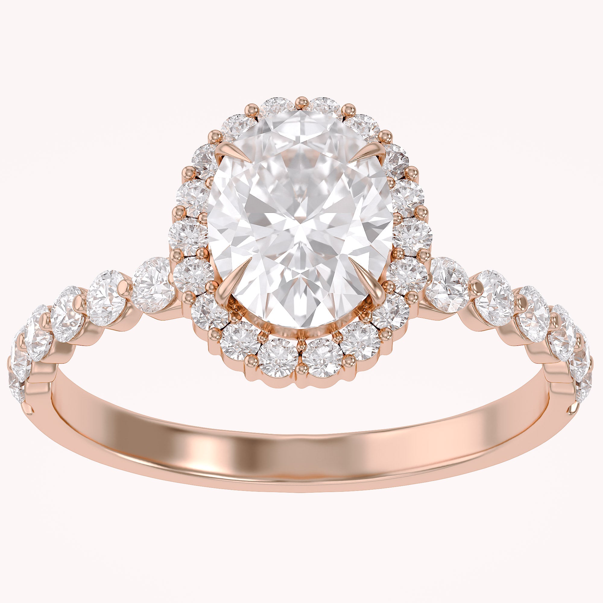 Eris Half Eternity Oval Cut Lab Grown Diamond Engagement Ring