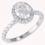 Eris Half Eternity Oval Cut Lab Grown Diamond Engagement Ring