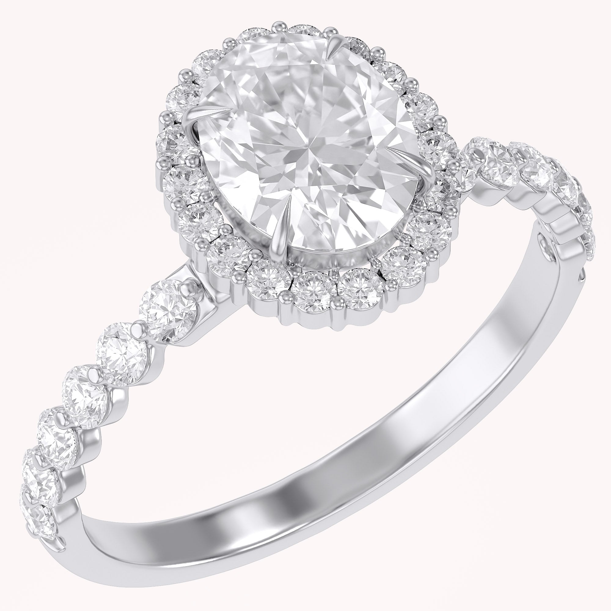 Eris Half Eternity Oval Cut Lab Grown Diamond Engagement Ring