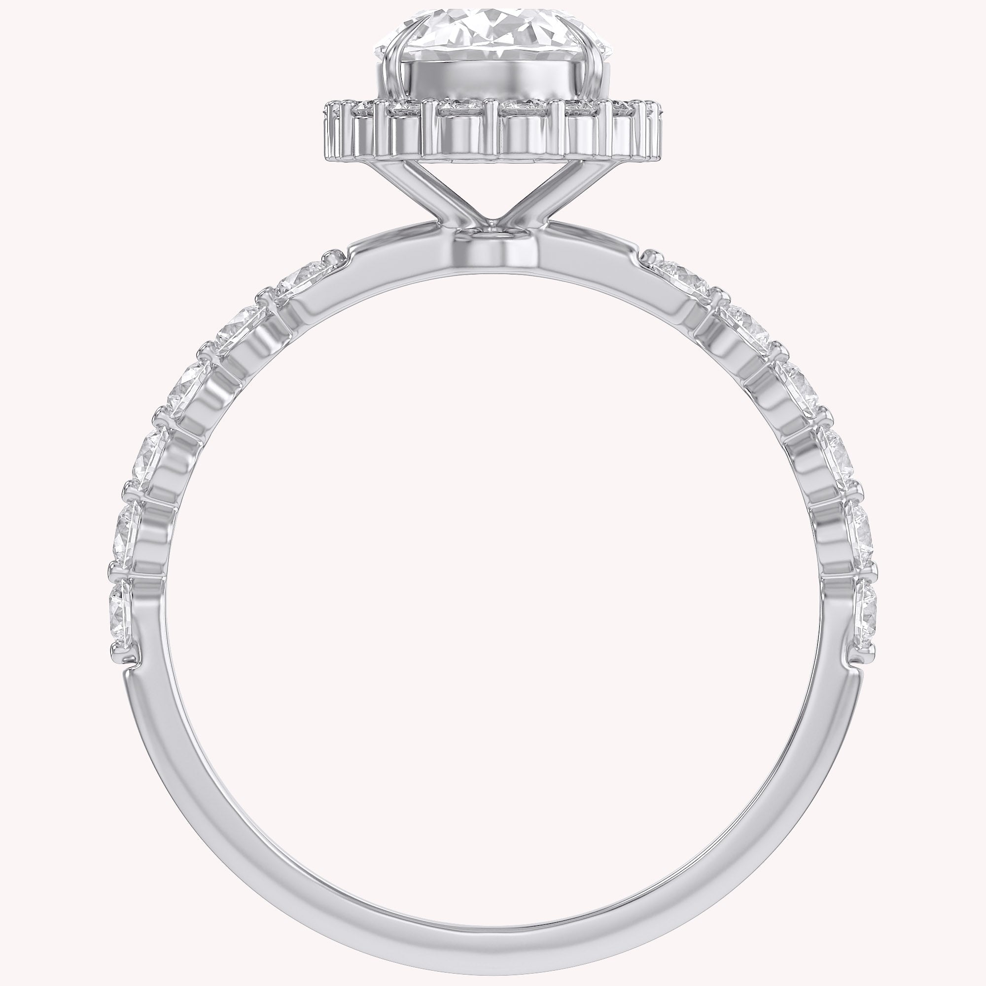 Eris Half Eternity Oval Cut Lab Grown Diamond Engagement Ring