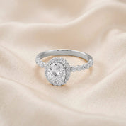 Eris Half Eternity Oval Cut Lab Grown Diamond Engagement Ring