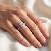 Eris Half Eternity Oval Cut Lab Grown Diamond Engagement Ring