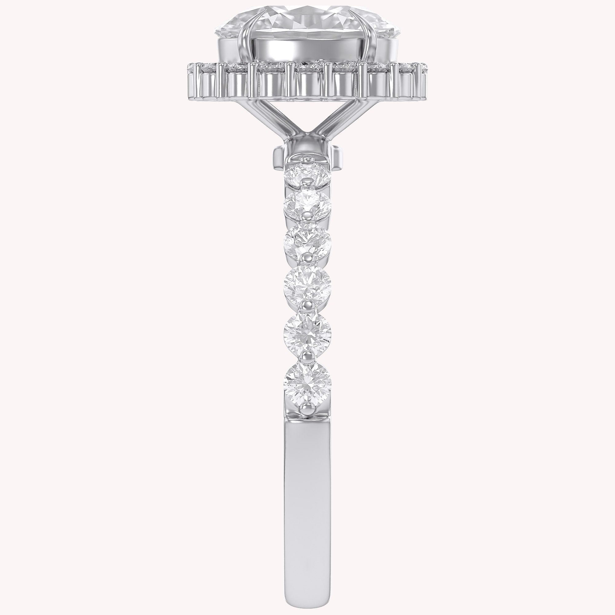Eris Half Eternity Oval Cut Lab Grown Diamond Engagement Ring