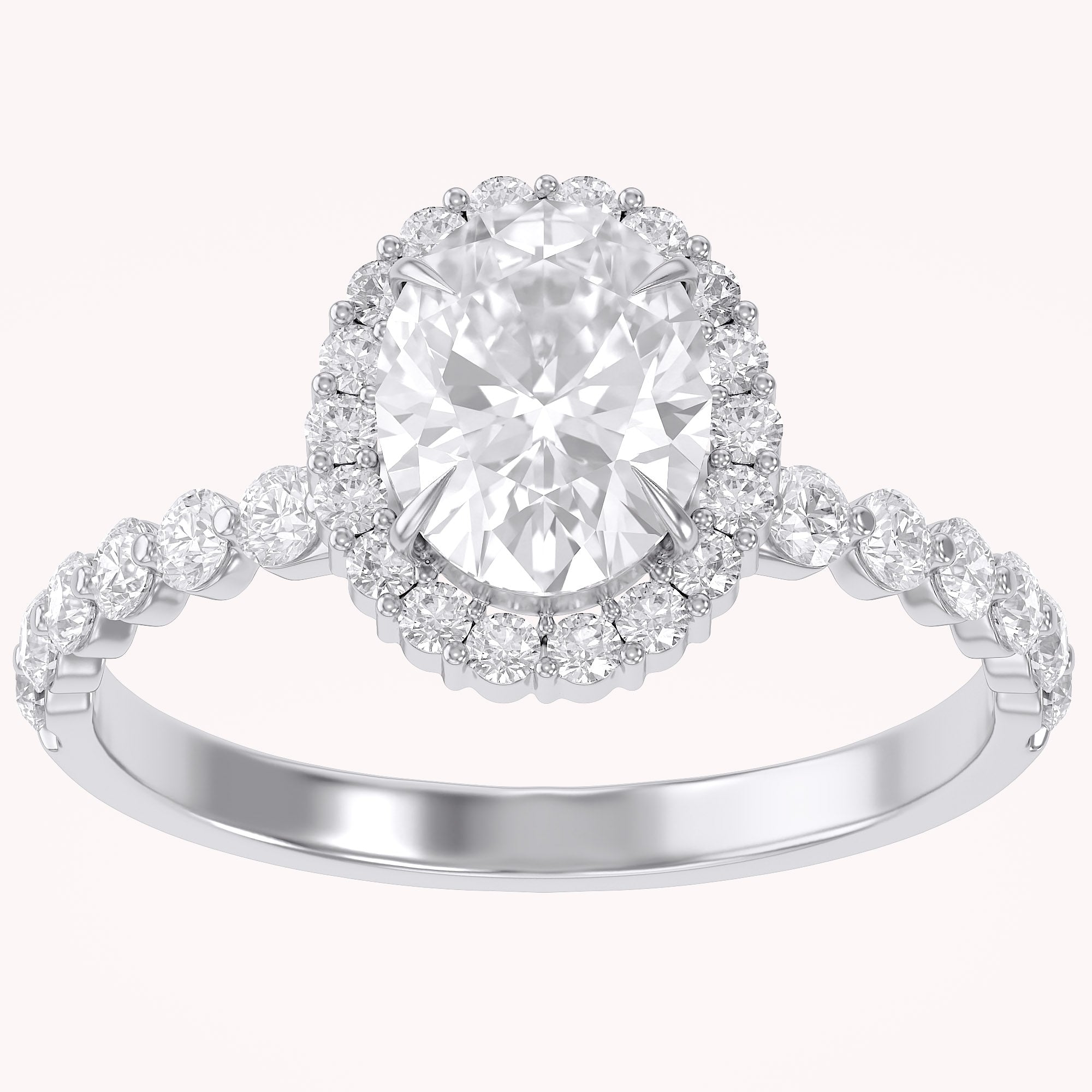 Eris Half Eternity Oval Cut Lab Grown Diamond Engagement Ring