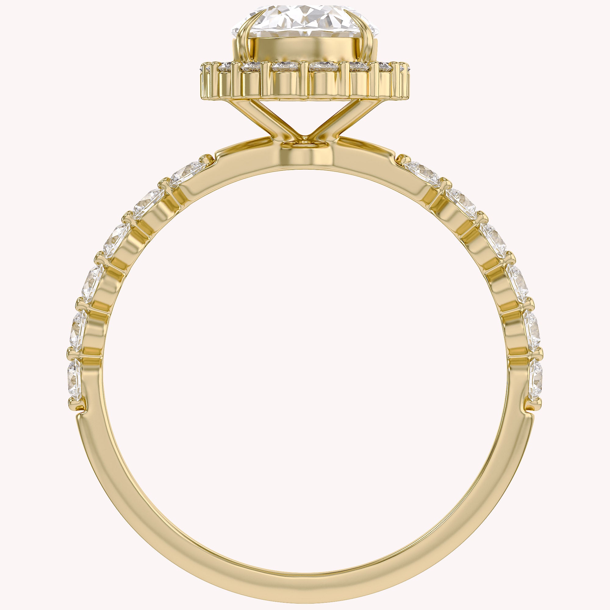 Eris Half Eternity Oval Cut Lab Grown Diamond Engagement Ring